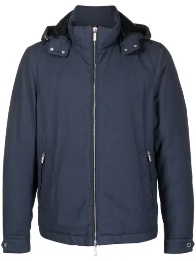 Moorer Albini-pum Padded Hooded Jacket In Blue