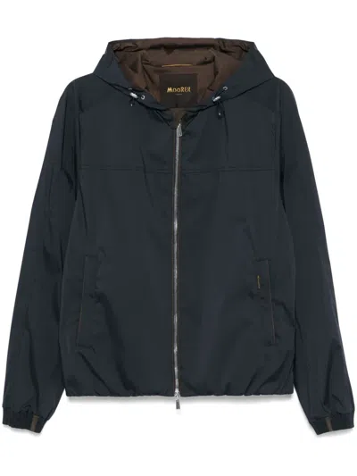 Moorer Long-sleeved Hooded Jacket In Blue