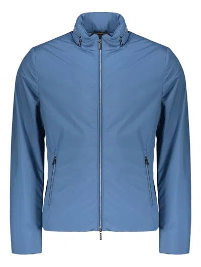 Moorer Alcide Concealed-hood Jacket In Blue