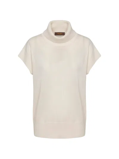 Moorer Alessia Roll-neck Short-sleeve Sweater In Neutral