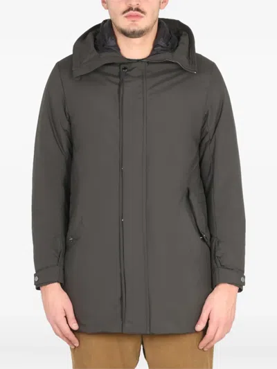Moorer High Neck Hooded Jacket In Gray