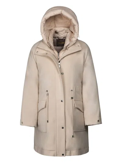 Moorer Alimena Hooded Coat In Neutral