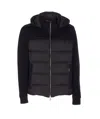 Moorer Hooded Padded Quilted Jacket Sleeves In Black