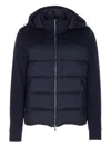 Moorer Hooded Padded Quilted Jacket Sleeves In Blue