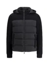Moorer Hooded Padded Quilted Jacket Sleeves In Black