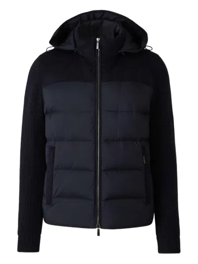 Moorer Allori Quilted Knitted-sleeve Jacket In Black