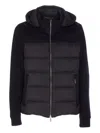 Moorer Hooded Padded Quilted Jacket Sleeves In Black