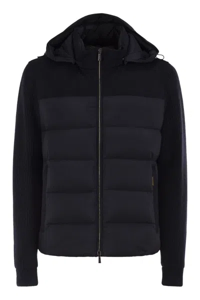 Moorer Allori-lsm - Hybrid Wool And Cashmere Bomber Jacket With Padded Panels In Black