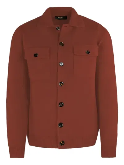 Moorer Allyn Buttoned Patch-pocket Cardigan In Red