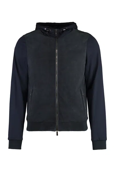 Moorer Amadeo Full Zip Hoodie In Blue