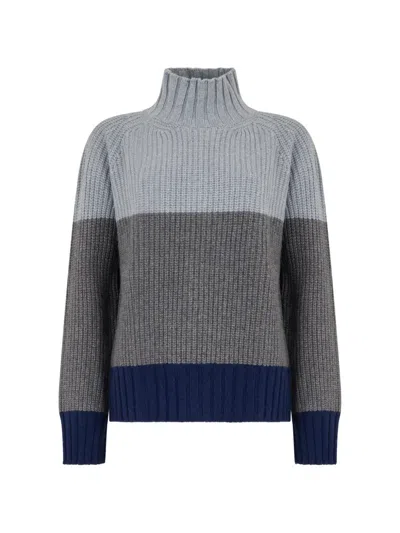 Moorer Amela-tcl Colour-block Ribbed-knit Sweater In Gray