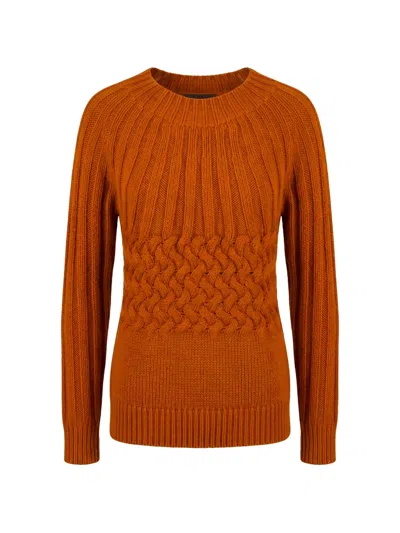 Moorer Anetta Cable-knit Ribbed-trim Sweater In Orange