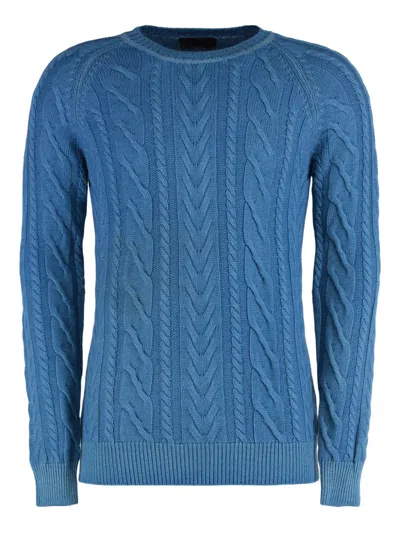 Moorer Anselm-ara Cable-knit Sweater In Blue