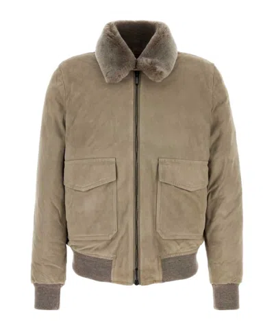 Moorer Antenore Bomber Down Jacket In Brown