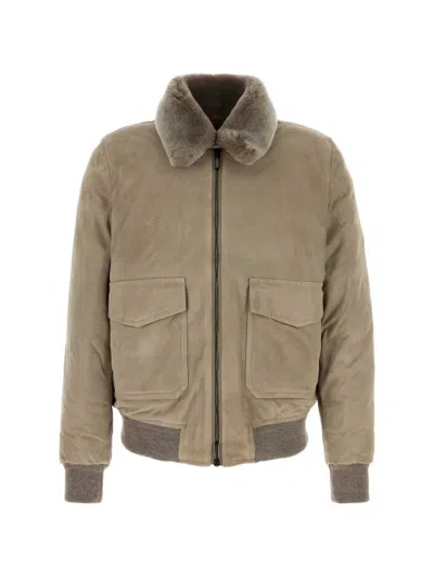Moorer Dove Grey Suede Antenore Dow Jacket In Brown