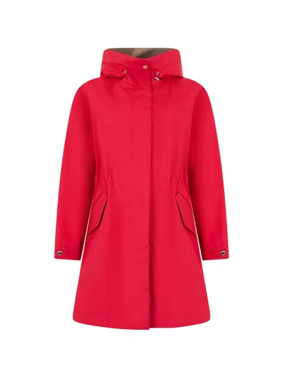 Moorer Antibestes Drawstring-waist Hooded Parka Coat In Red