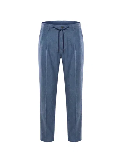 Moorer Anton Drawstring-waist Trousers In Blue