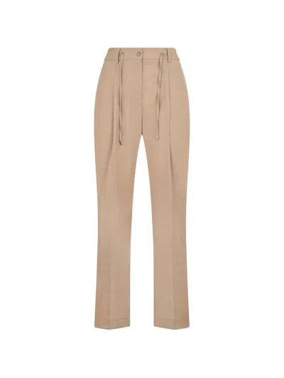 Moorer Antonia High-waisted Drawstring Trousers In Brown