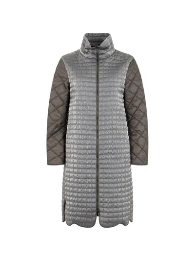 Moorer Aretusa-p Quilted High-neck Coat In Gray