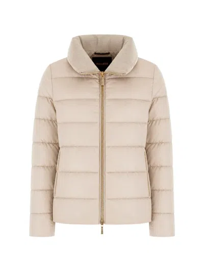Moorer Argentea Quilted Funnel-neck Jacket In Neutral