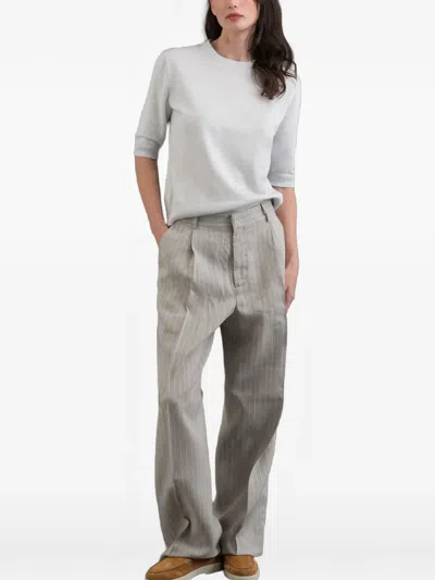 Moorer Arlette Short-sleeve Sweater In White