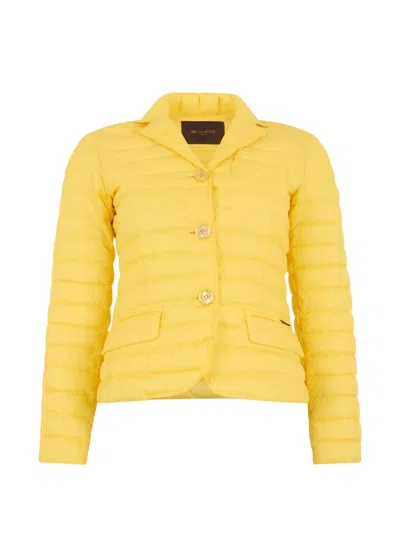 Moorer Aspen-op Quilted Button-up Jacket In Yellow
