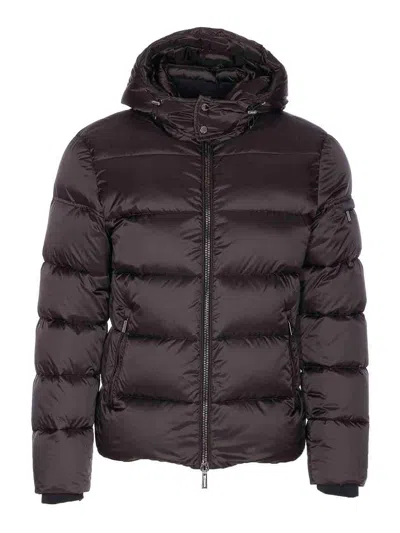 Moorer Asphalt Brett Down Jacket With Zip Closure In Brown