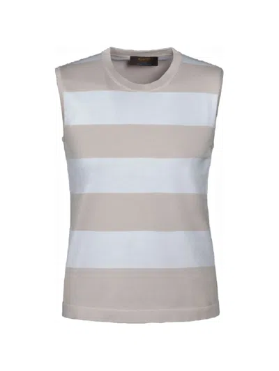 Moorer Atilia Striped Top In Animal Print