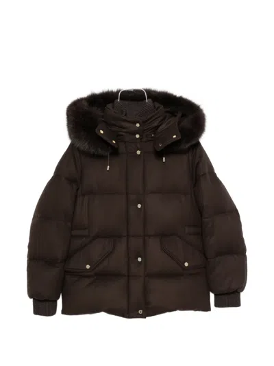 Moorer Attica Fur-trim Hooded Jacket In Brown