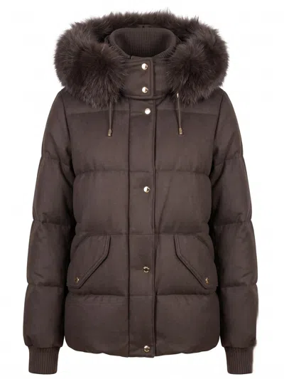 Moorer Hooded Coat In Brown