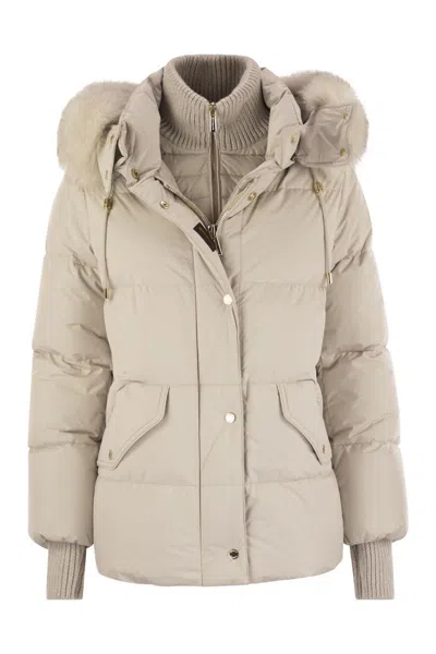 Moorer Hooded Quilted Jacket In Neutral