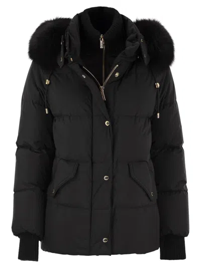 MOORER ATTICA-STP - SHORT DOWN JACKET WITH HOOD AND FUR