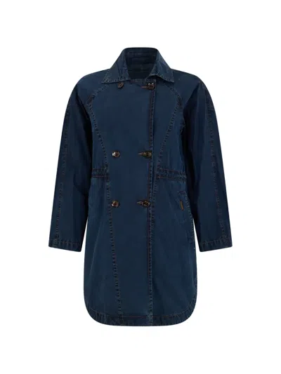 Moorer Aura-p Double-breasted Elasticated-waist Coat In Blue