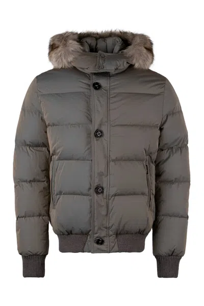 Moorer Bacco Padded Bomber Jacket In Beige