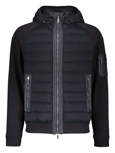 Moorer Full-length Zip-up Hooded Quilted Jacket In Blue