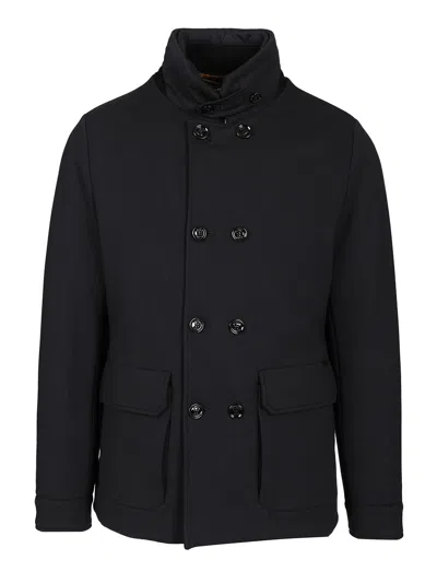 Moorer Bas Turandot 2 Petti Interno Fantasia Coats Blue In Black