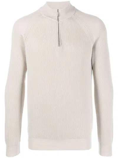 Moorer Ribbed-knit Cotton Jumper In Neutrals