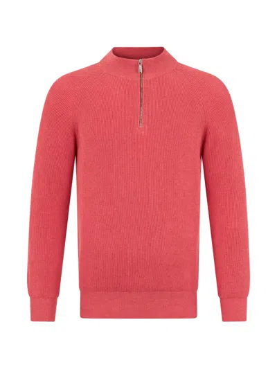 Moorer Basoli Zip Long-sleeve Sweater In Pink
