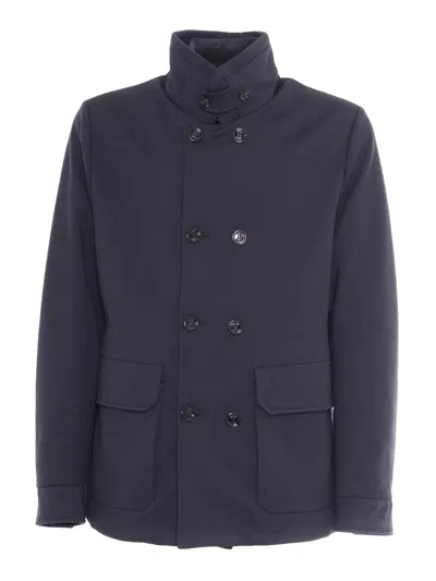 Moorer Bas-tz Dark Blue Double-breasted High-collar Jacket