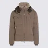 Moorer Pockets Hooded Quilted Ribbed Cuffs In Brown