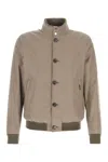 Moorer Bernie Bomber Jacket Front Pockets In Beige