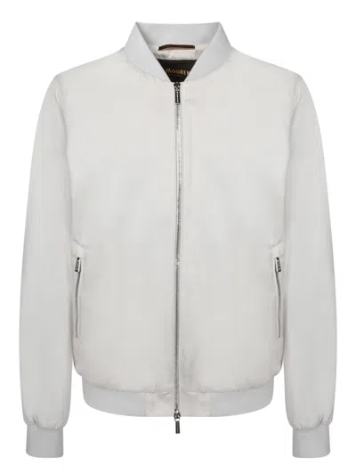 Moorer Beige Cotton Bomber Jacket In Blue