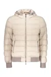 Moorer Beige Padded Bomber Jacket With An Elegant Hood In Neutral