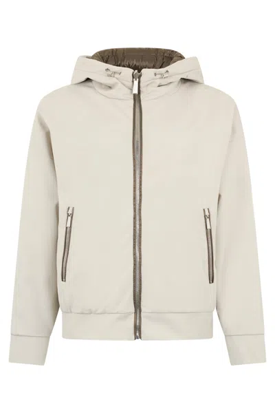 Moorer Beige Padded Jacket With Minimal And Versatile Design. In White
