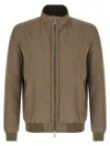 Moorer Beige Solid Mandarin Collar Jacket In Beige