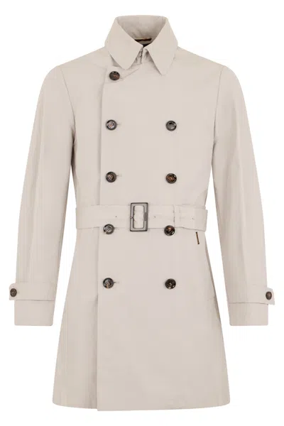 Moorer Beige Trench Coat With Belt And Buttons In Neutral