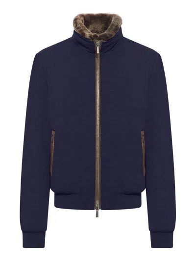 Moorer Bellati Bomber Jacket In Blue