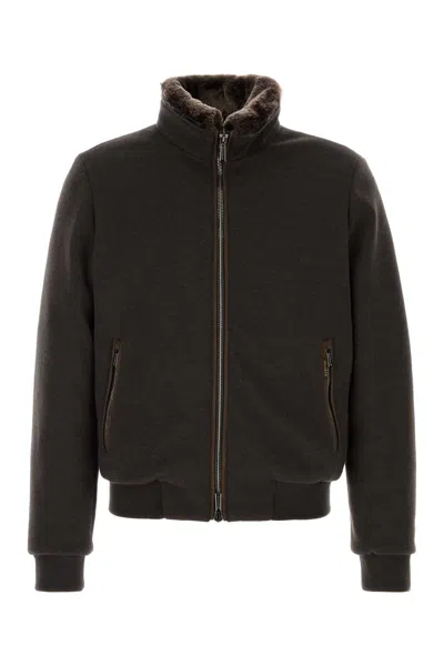 Moorer Bellati Down Puffer Jacket In Wool-cashmere Blend In Blue