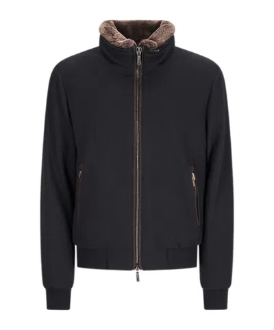 MOORER BELLATI FLEECE-LINED BOMBER JACKET