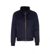 Moorer Padded Bomber Jacket In Wool And Cashmere In Blue